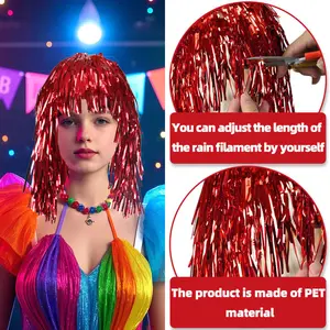 9 Pack Tinsel Wig Hats, Shiny Gold Fringe Headpieces, Metallic Wire Head Covers, Cheerleading & Carnival Party Decorations