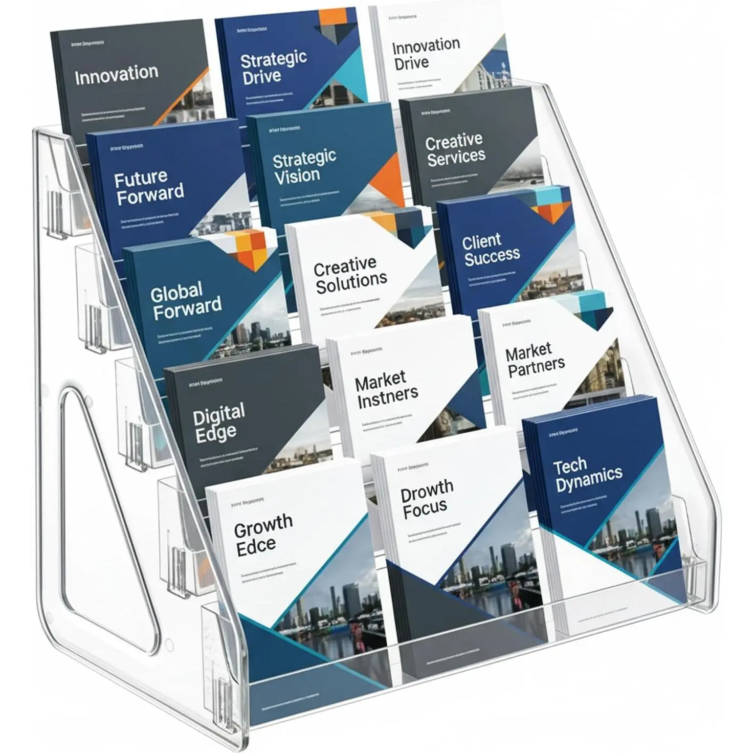 5-Tier Clear Acrylic Brochure Holder, Countertop Pamphlet Display Stand & Literature Organizer, Transparent Tiered Desk Rack for Flyers, Booklets, Greeting Cards,Easy Tool-Free Assembly