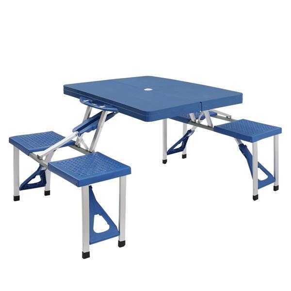 One-piece Portable Folding Table with Stool for Camping Picnics, All-in-One Compact Design Lightweight & Foldable Suitcase Style