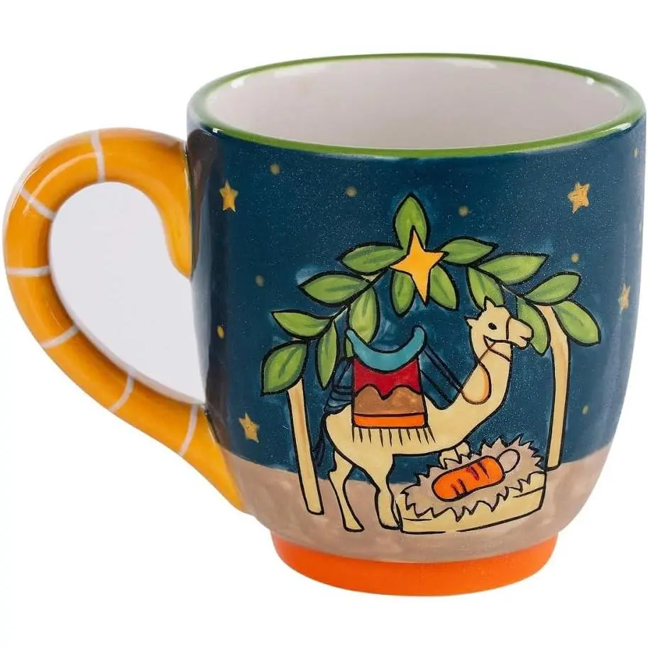 Manger With Camel Mug - 16oz Hand-Painted Christmas Nativity Scene Coffee Mugs for Hot  or , Christian Cups Ideal for  Decor, Teacher, Sister, Mom Gifts