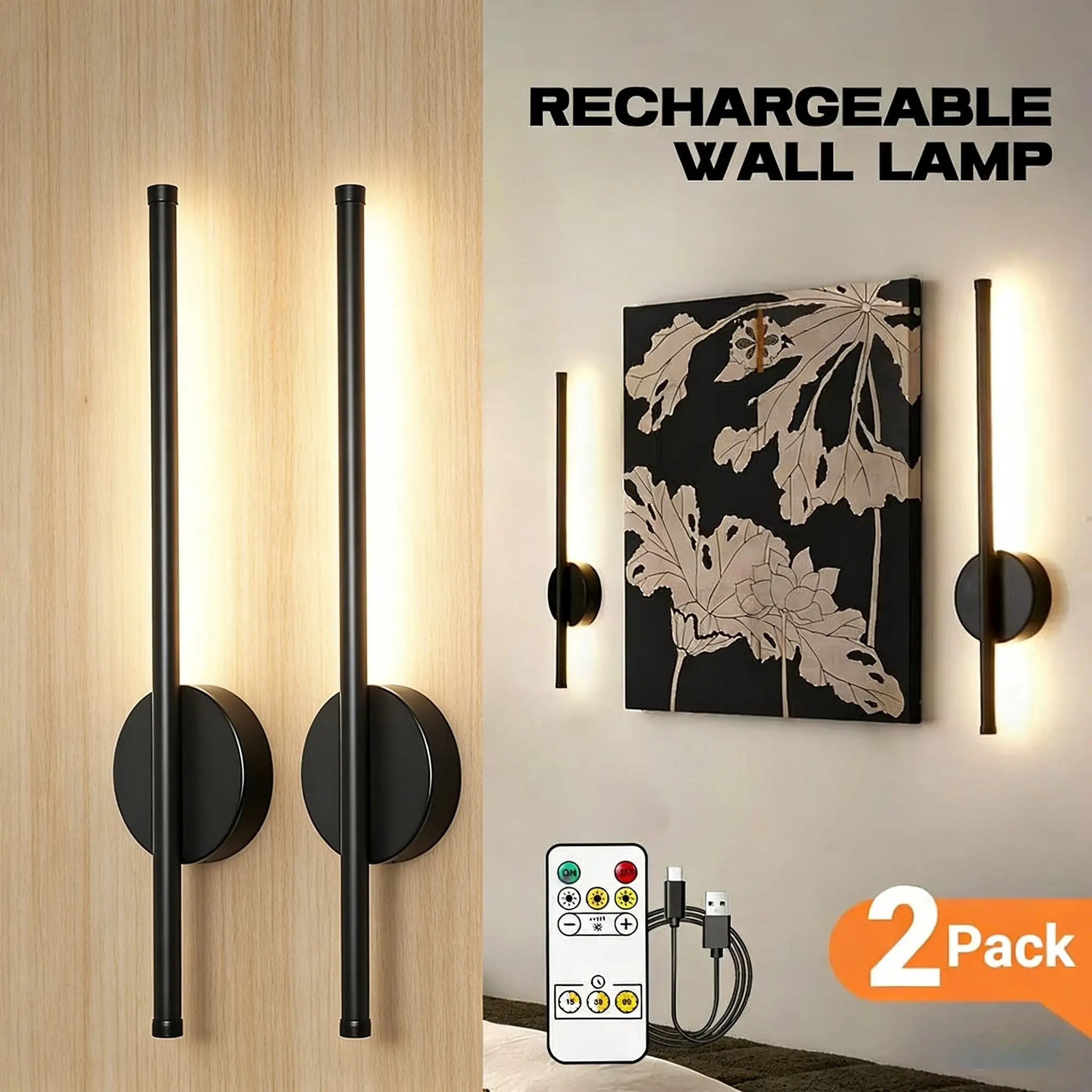 1/2 Pcs Rechargeable Dimmable Wall Lamps, Touch and Remote Controlled LED Decorative Wall Sconce, Magnetic Mount for Easy Installation, Indoor Home Wall Lighting for Living Rooms, Hallways, Led Wall Lights