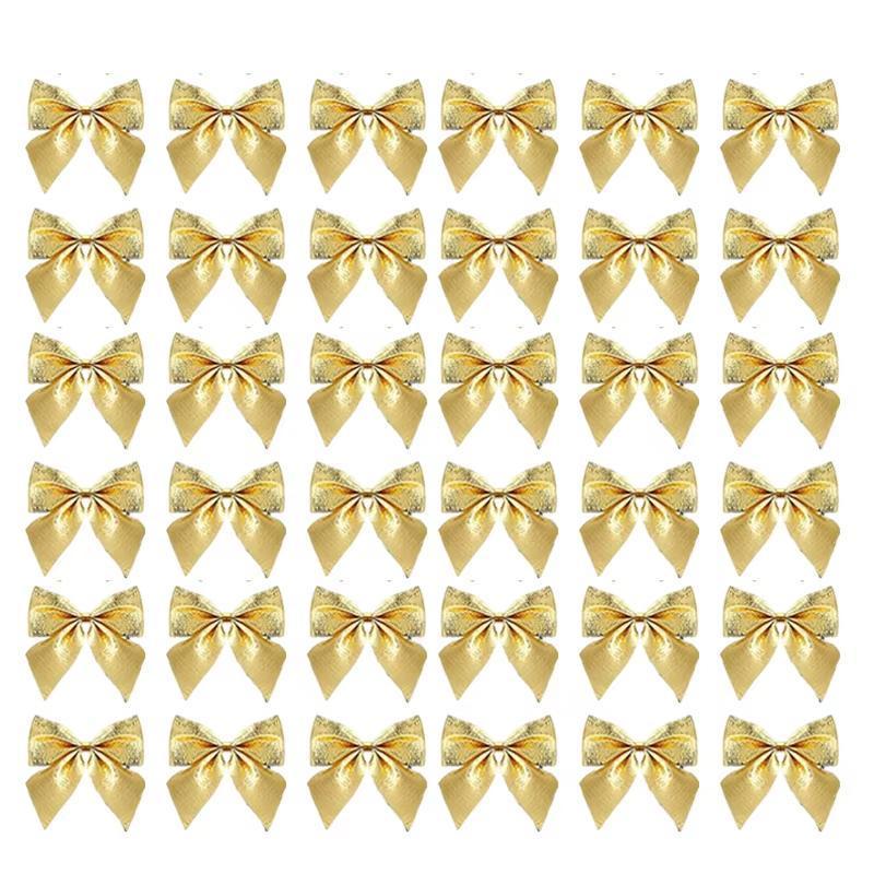 12/24/36pcs Small Christmas Bow Christmas Decoration 5.5cm For Home Gold Red Bowknot Xmas Tree Ornaments New Year 2026 Supplies