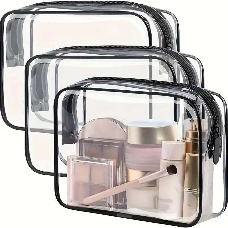28-piece set of transparent zipper storage bags, thickened waterproof resealable zipper bags, durable plastic self-sealing bags, suitable for organizing travel cosmetics, jewelry, stationery, and small items at home