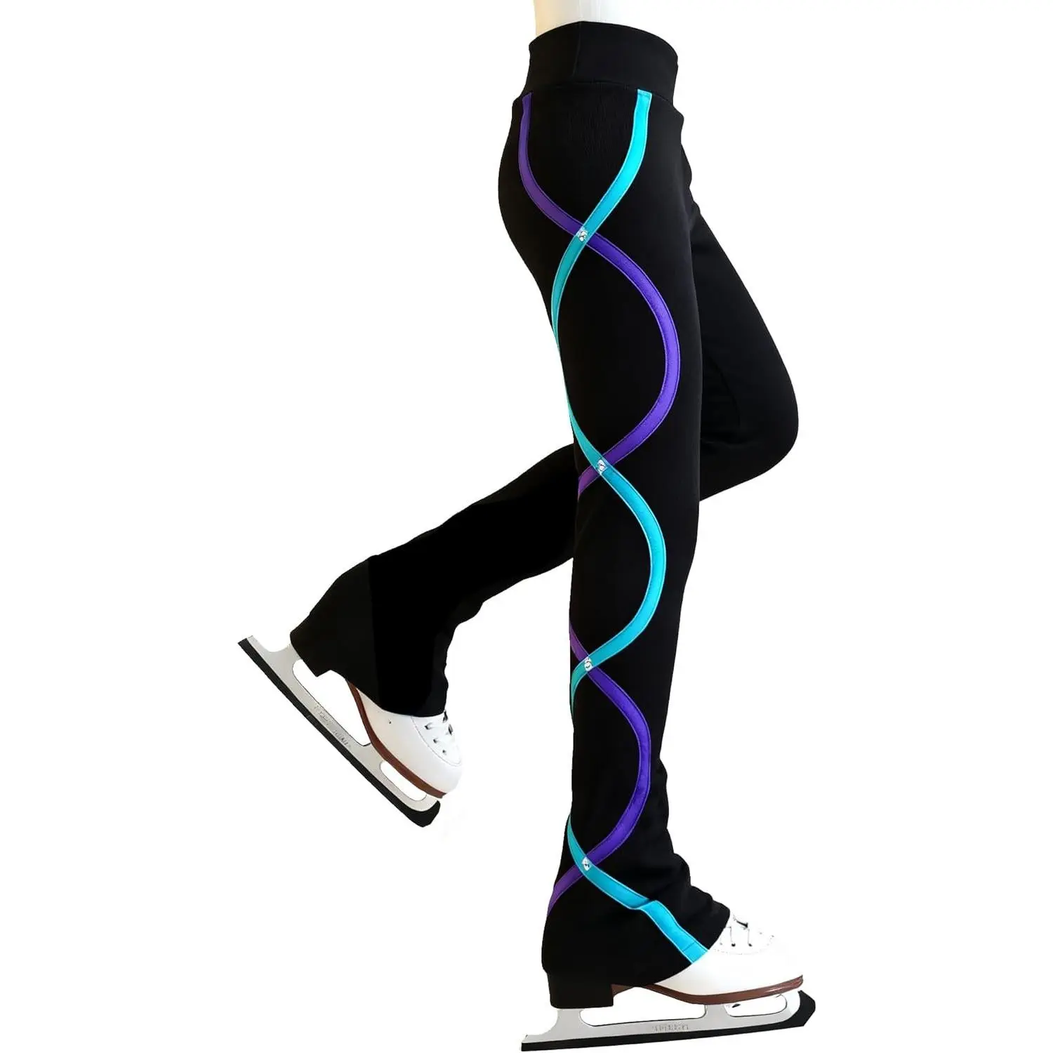 Girls' Fleece Lined Figure Skating Pants, Snug Fit Training Bottoms for Kids and Adults, Fleece Lined Leggings