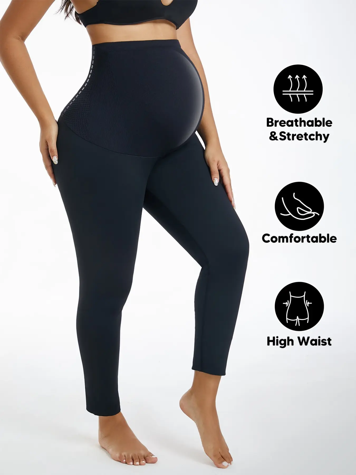 Seamless High-Waisted Pregnant Underwear Pants, Maternity Underwear, Maternity Clothing, Comfortable Breathable Supportive Long Pants, Stretchy Fabric, Suitable for Entire Pregnancy, Maternity Apparel