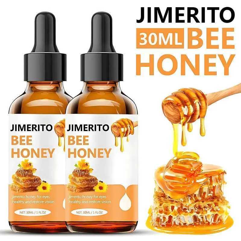 Jimerito Genuine Honey Eye Drops & Serum with Dropper - 30ml Ginseng-Infused Natural Plant-Based Moisturizeree, Hydrating, Brightening, Soothing, Lash Enhancer,Eye Fatigue Relief
