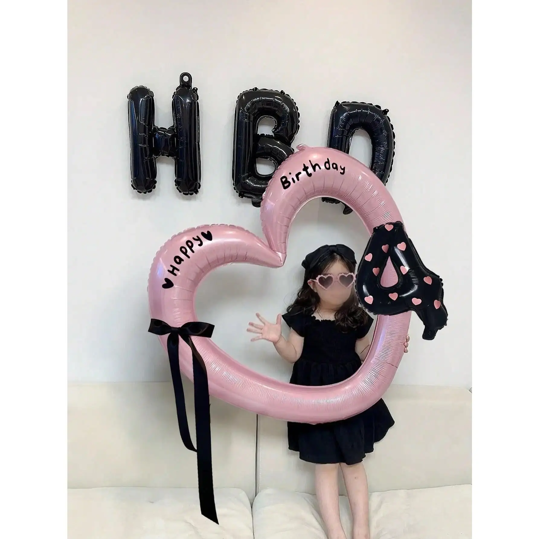 Pink Birthday Photo Frame Balloon Set 20pcs for Photography Props Engagement Proposal Anniversary Single Party Decoration