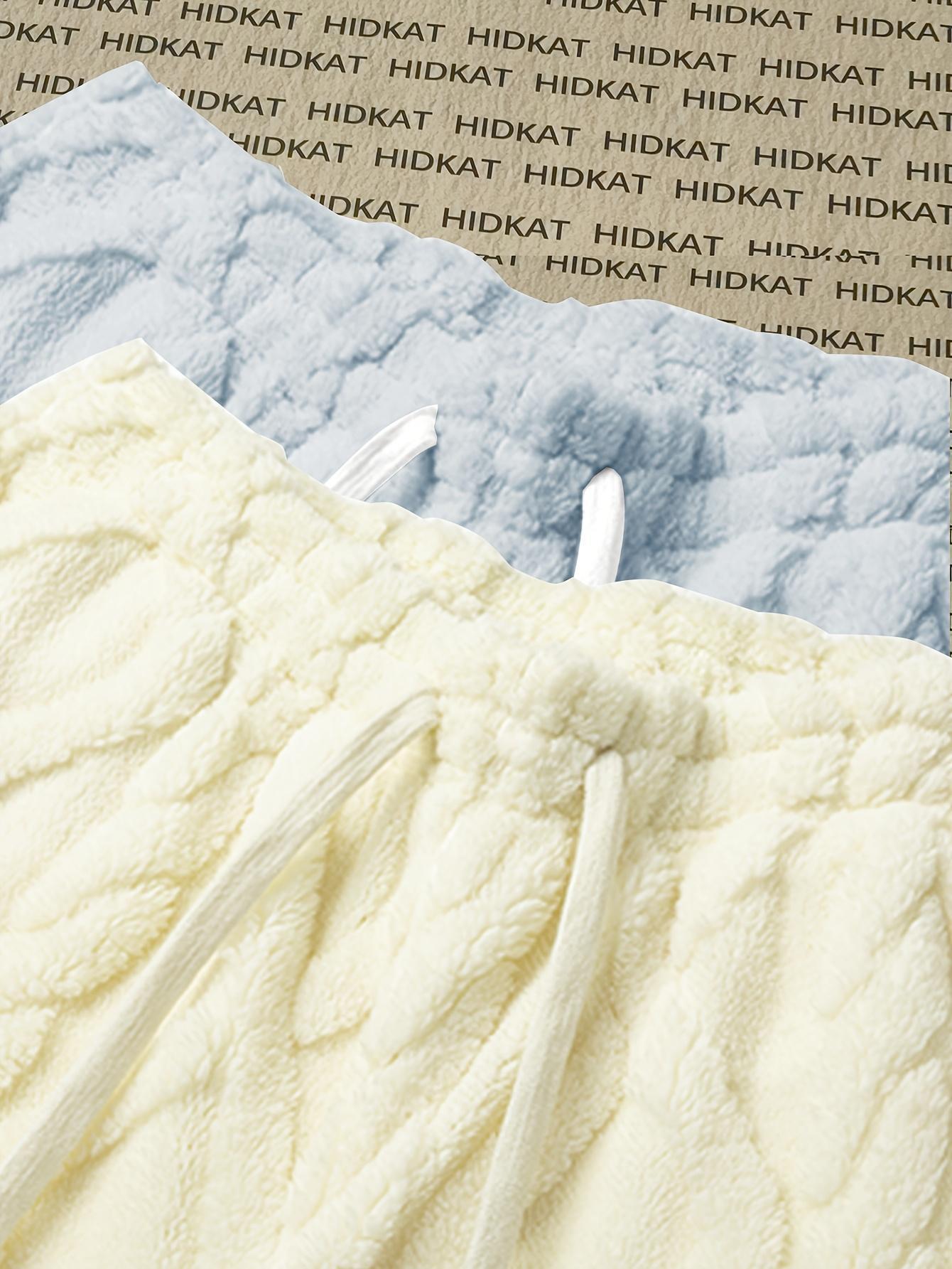 Men's double-sided velvet thickened linen casual pants (2 pieces) Autumn and Winter Plush Loose Leg Warm Home Pants (2-piece Set) Drawstring elastic waist plus plush wide leg pants