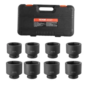 【DealsForYouDays】VEVOR Axle Nut Impact Socket Set, 3/4" Drive 6-Point 8-Piece SAE Spindle Nut Socket Set, CR-MO Heat Treated Large Socket Set with Storage Case, for Auto Repair, Removing or Installing Axle Nuts