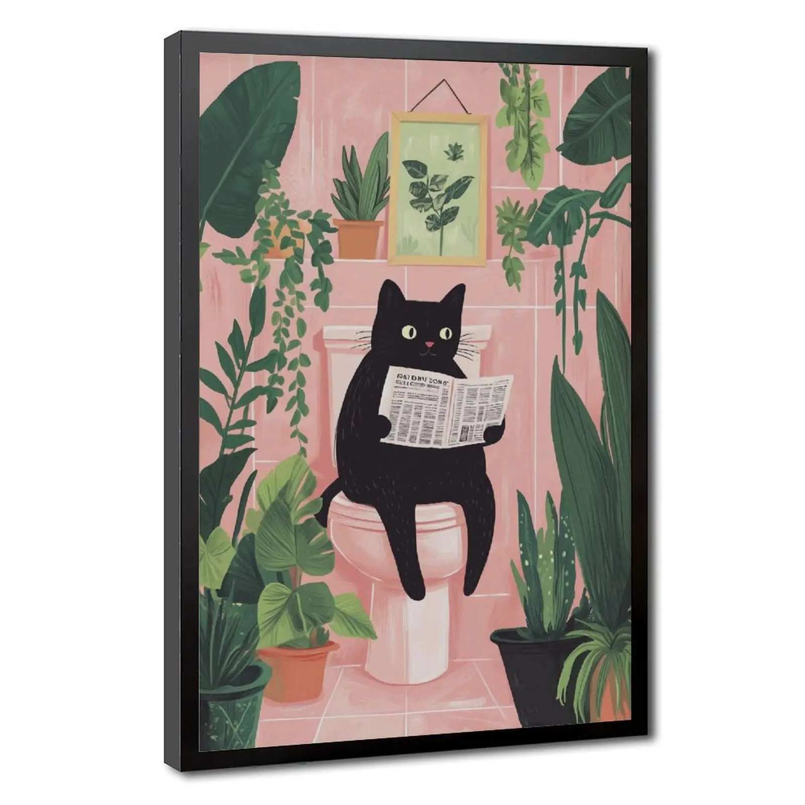 Funny Black Cat and Hedgehog Bathroom Poster Cat Reading Newspaper Toilet and Bathroom Wall Art Print Cute Humor Vintage Cat Print Maximalist Wall Art, Bathroom decor Wall Art
