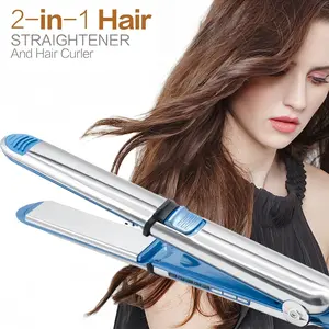 2-in-1 Straightener & Curler, fast heating, LCD display, fast temperature adjustment, suitable for home and salon use, the best holiday gift