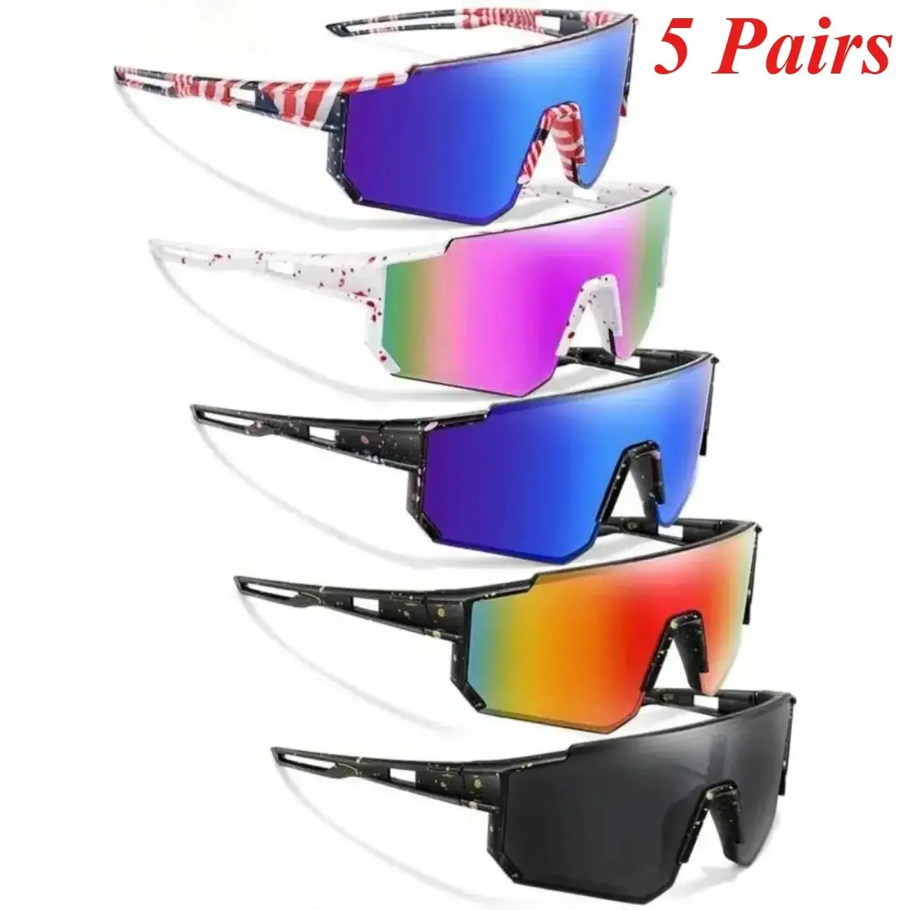 5-Pack Men's Polarised Eyewear Set, Unisex Lightweight Frames in Varied Styles with Anti-Glare Polarised Lenses & UV Protection for Driving, Men's Polarized Sunglasses, Male, Fishing, One-Size