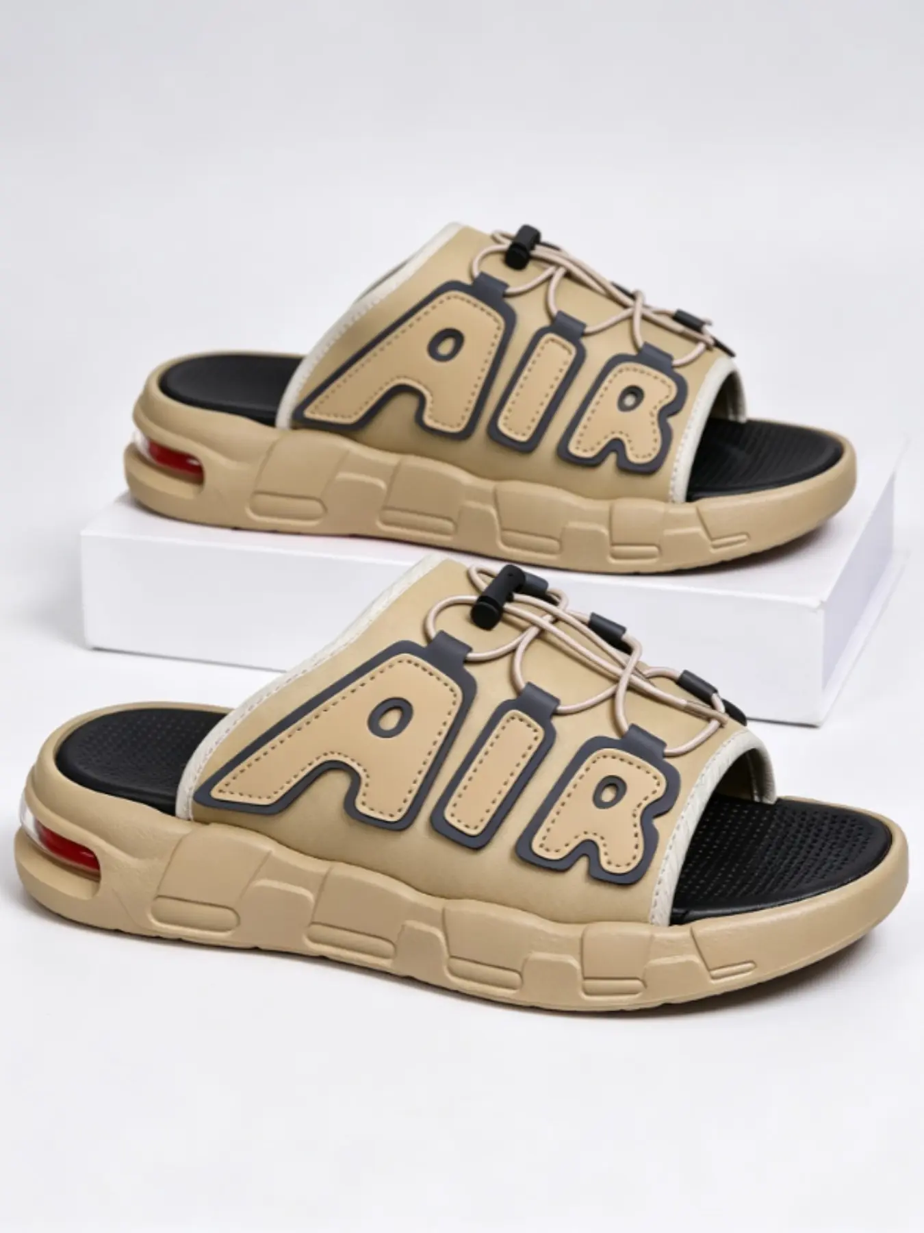 Unisex Air Cushion Sandals, Adjustable Strap Open Toe Slippers, Non-Slip Thick Sole, Summer Street Style, Beach Pool Gym Daily Use