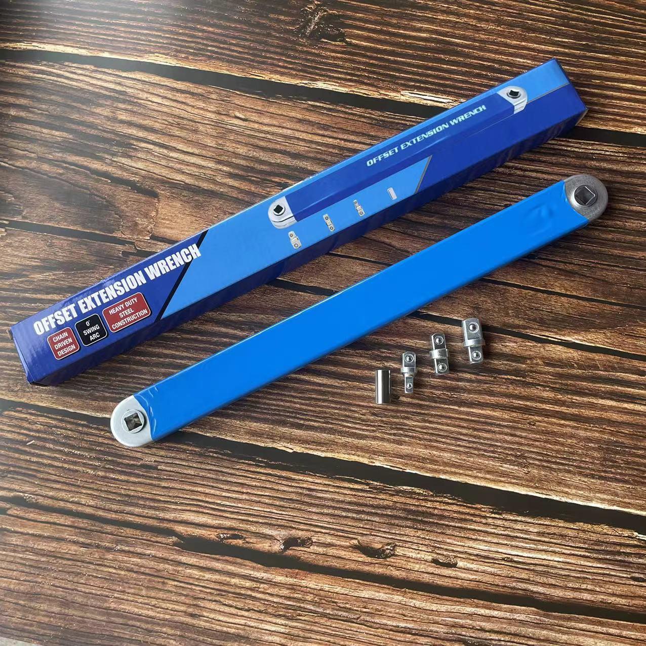 Pro Offset Extension Wrench, 15-Inch Extension Wrench, 3/8" Offset Impact-Ready Socket Wrench Tool with Versatile 1/4", 3/8", and 1/2" Square Drive Adapters