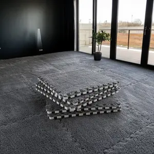 Luxury Puzzle Carpet Tiles, Non-Slip Eva Foam Puzzle Floor Mats, Safe Area for Bedroom or Game Room, Fashionable Carpet Blocks