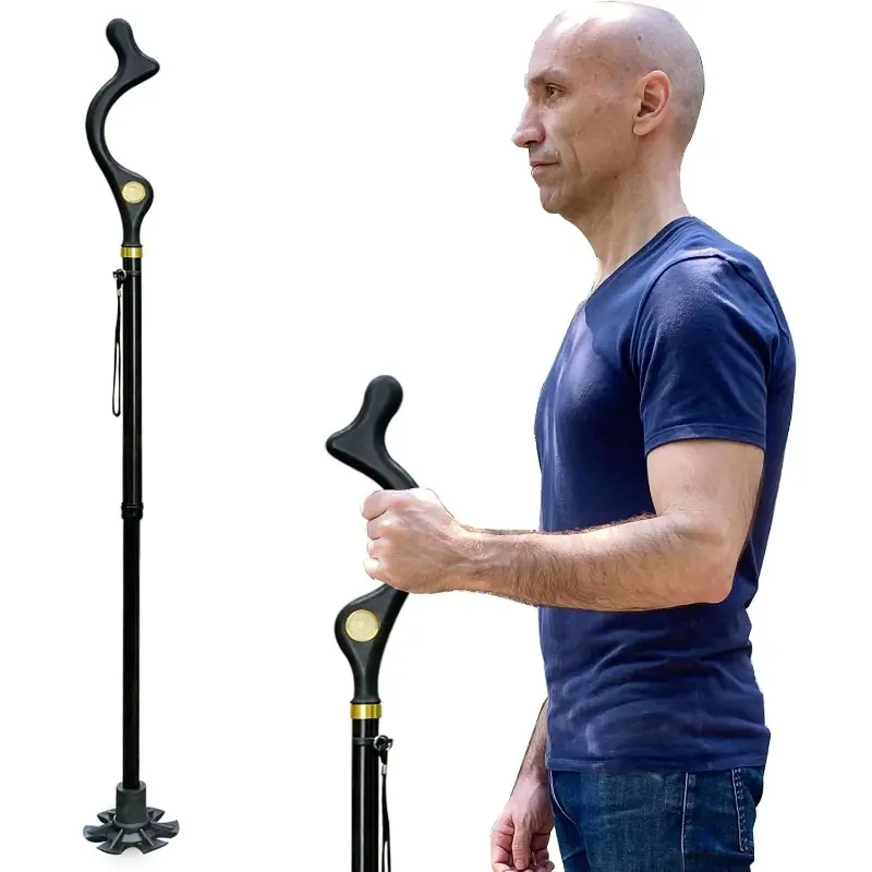 Walking Cane Foldable for Seniors Men and Women Self Standing Height Adjustable Anti-Slip Lightweight Alloy Mobility Aid for Travel
