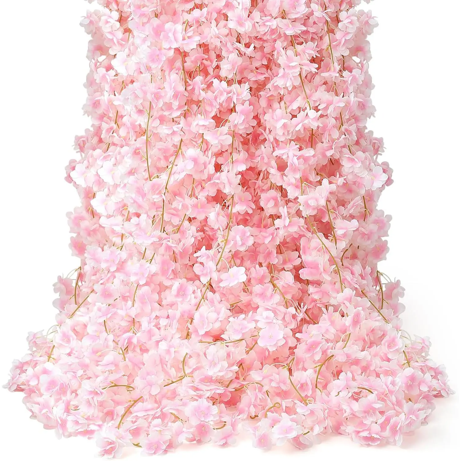 6PC 35.4FT Cherry Blossom Flowers Garland for Spring Decoration Artificial Pink Flower Garland Silk Sakura Vines Hanging for Wedding Party Valentine Japanese Home Decor