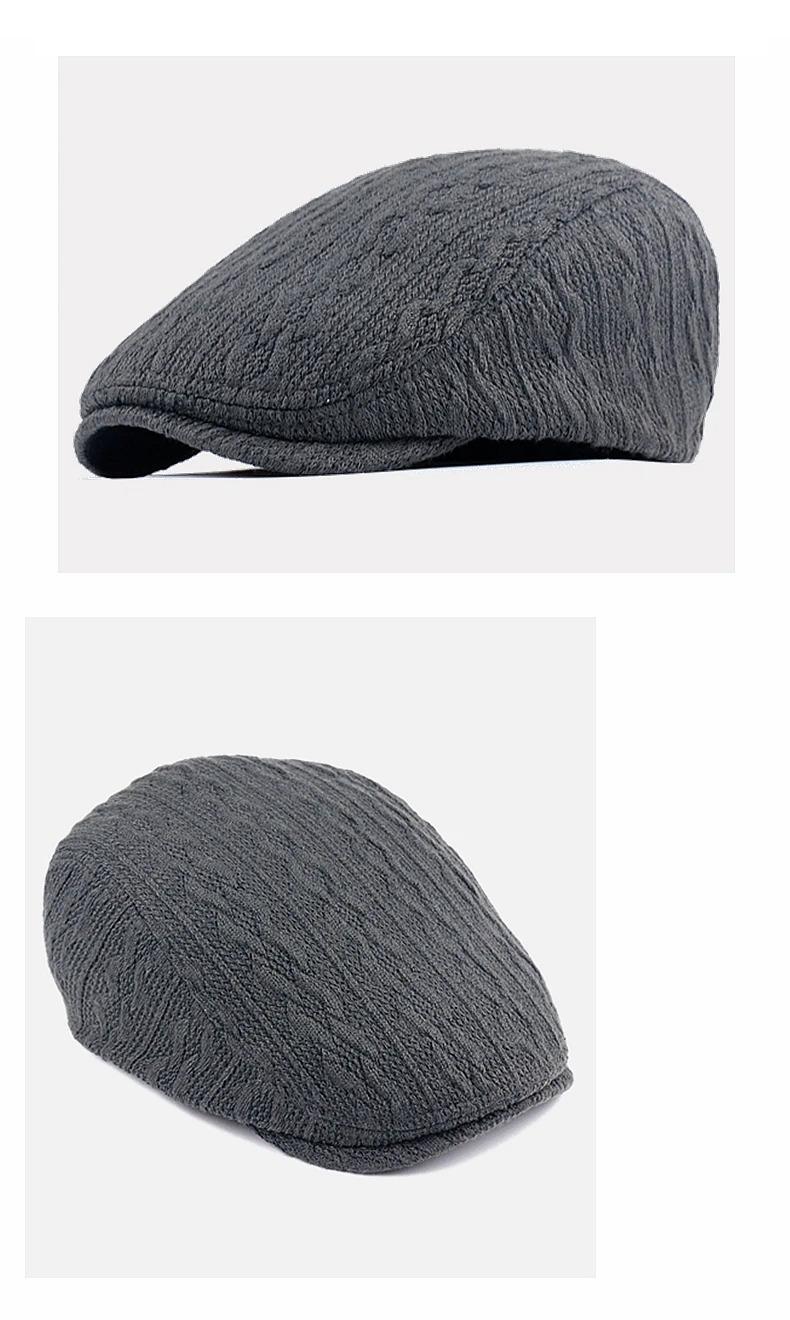 Beret Caps Fashion Knit Newsboy Cap Winter Warm Flat Hats Women Men Ivy Cap Solid Color Duckbill Hats Vintage Gatsby Beret Hat