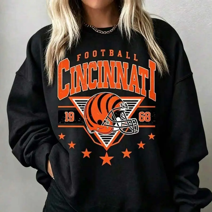 Cincinnati Football Vintage Crewneck Sweatshirt TShirt,Game Day Pullover,90s Cincinnati Football Game Day Apparel,Bengal Fan Gift FVH21