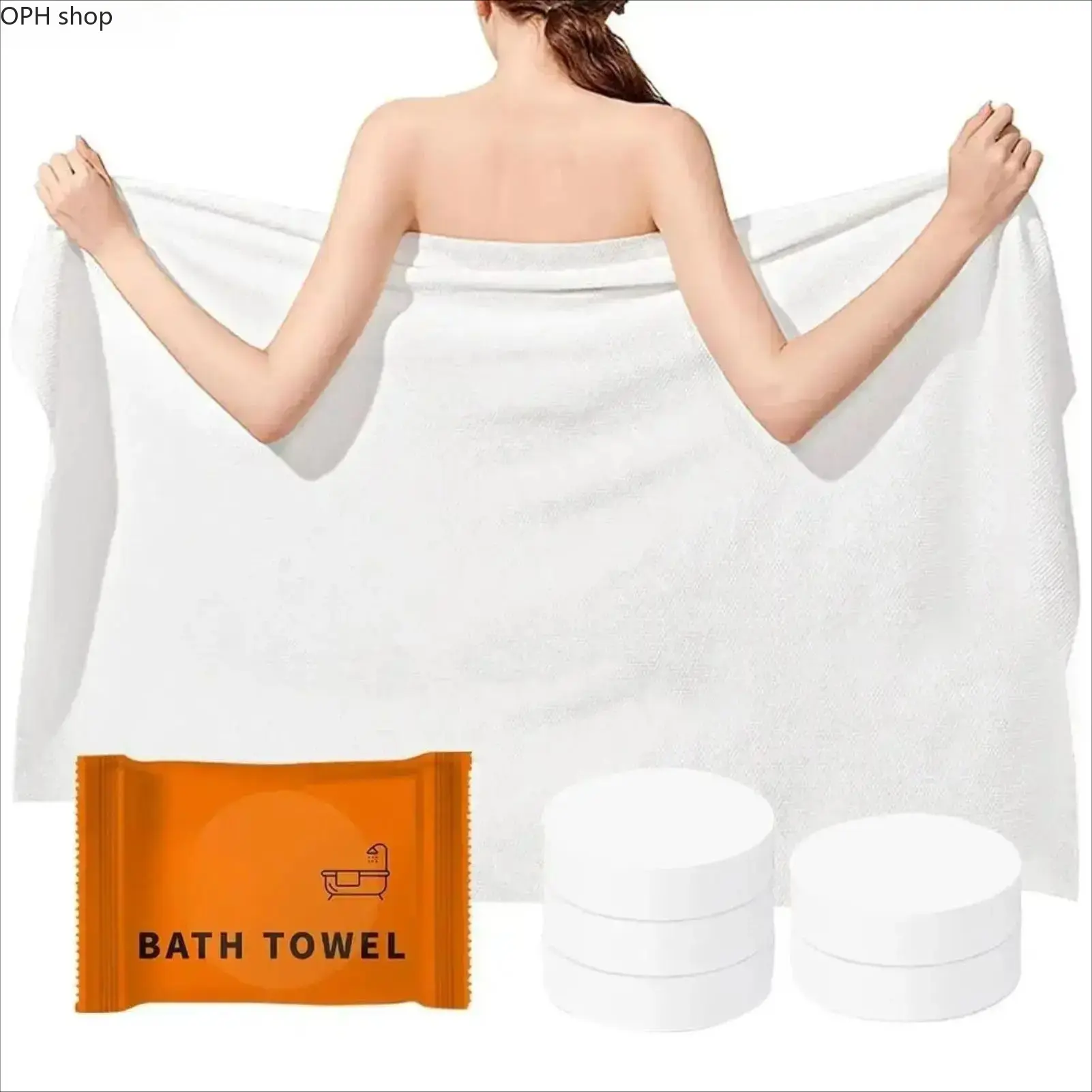 Disposable Bath Towels 5-Pack - 27.5"x55" Individually Wrapped Towelettes, Absorbent Thickened Biodegradable Travel Essentials for Hotel, Bathroom Use (Fashion Accessories Must-Have), Towels For Bathroom, Absorbent Thickened Towels