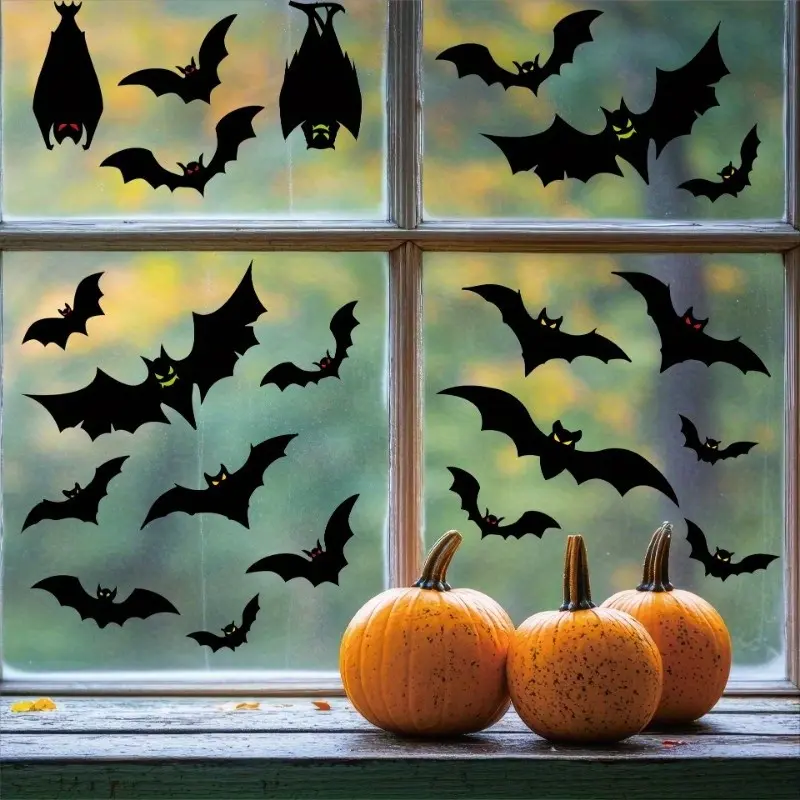 3 Batman Window Stickers, Silhouette Design, Halloween Decoration, Perfect for Parties, Home, Windows, Ideal Halloween Gift