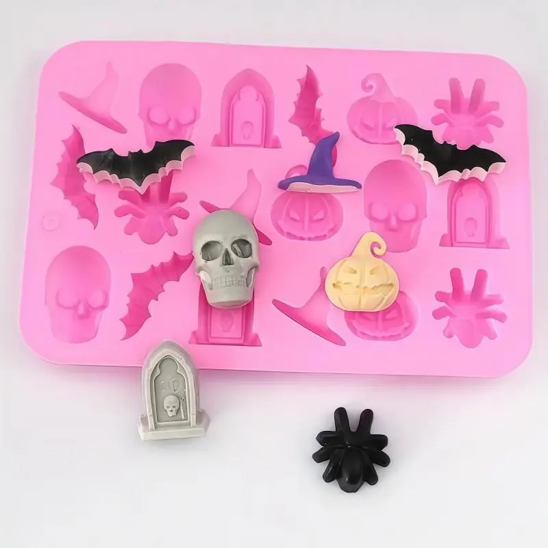 Halloween Candy Mold, Silicone Chocolate Mold, Cake Decoration Mold, DIY Spider Bat Resin Mold, Party Candy Mold, Halloween Party Supplies, Silicone Molds