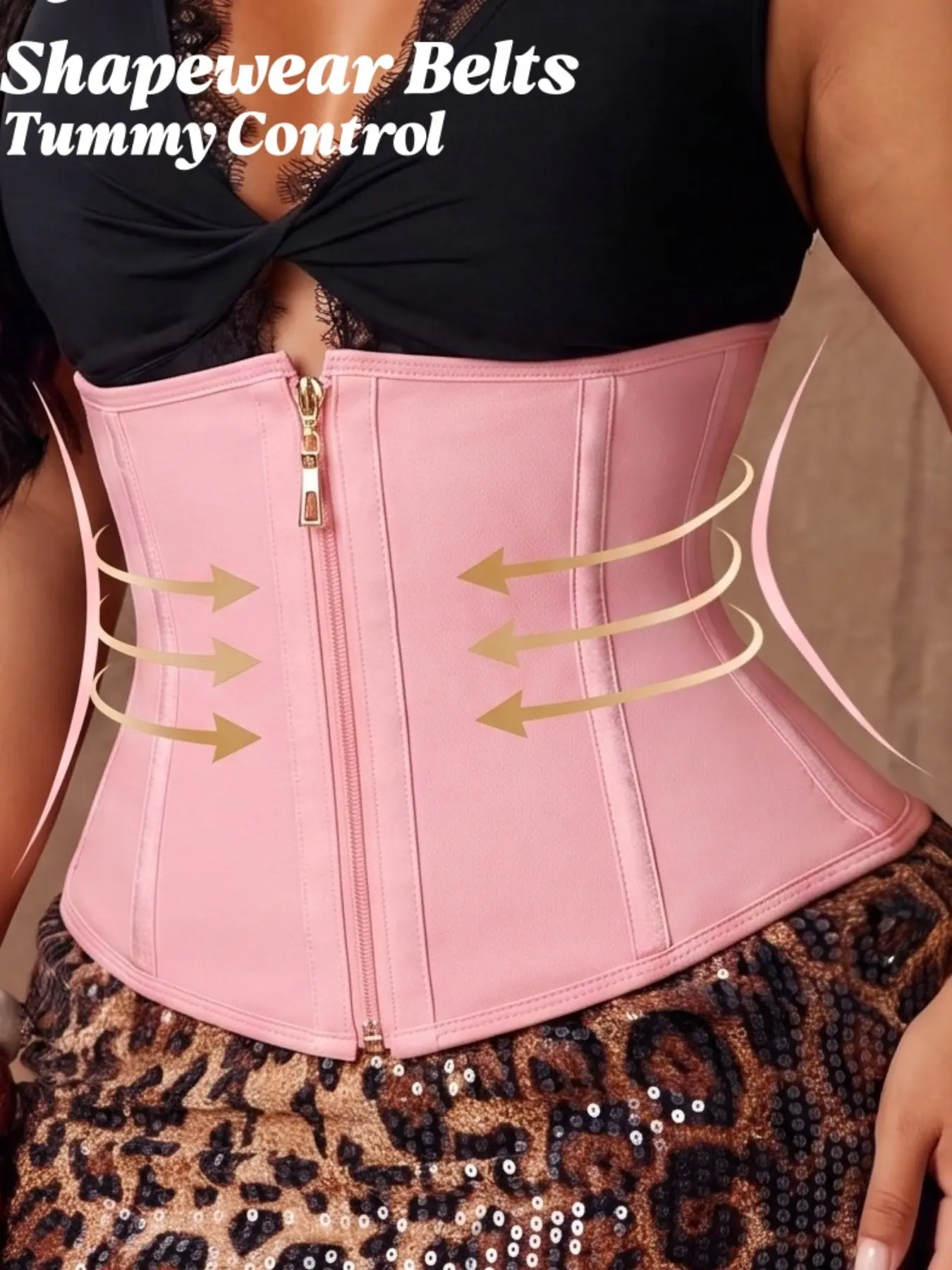 1 Count Women's Solid Color Waist Cincher, Fajas, Tight-Fitting Pressure Shapewear Belts, Back Training Support Girdle, Tummy Control Waist Trainer, Adjustable Hook & Eye Closure Zipper Shapewear Waist Belt, Great For Stylish Daily Looks