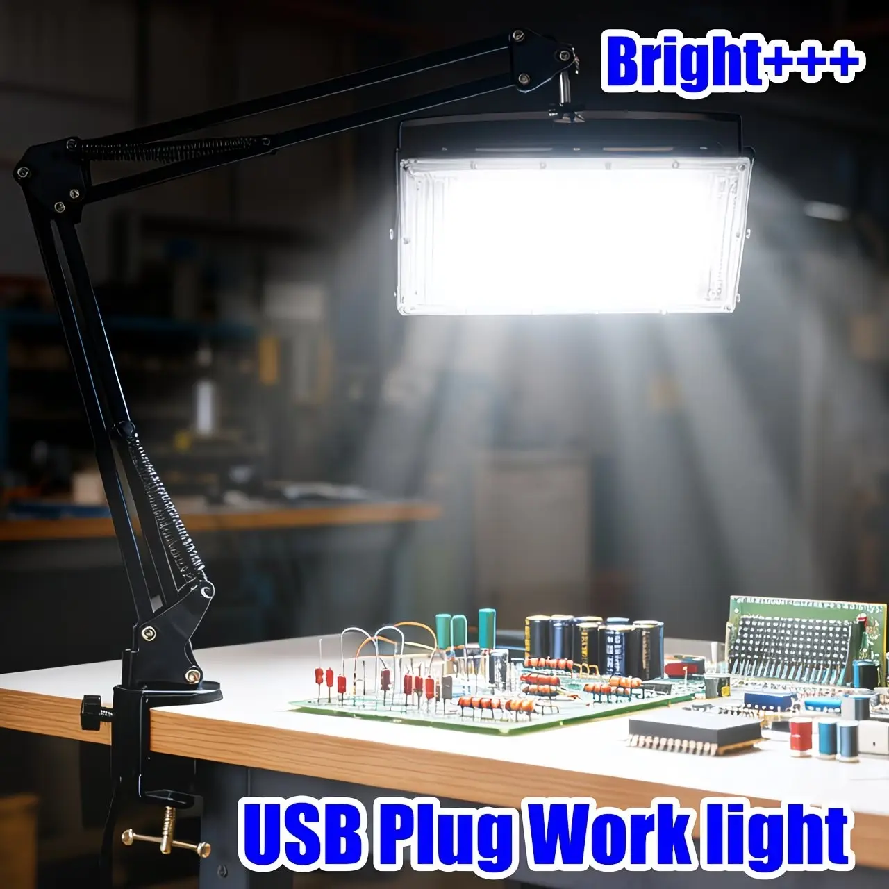 50/96 LED USB White Light Flood Light, with Folding Desktop Stand, Can Be Freely Adjusted 360° Light Angle, Switch And 1.5M Power Cord, Low Voltage 5V, USB Plug, Suitable for Workshop/Studio Desktop Office Lighting