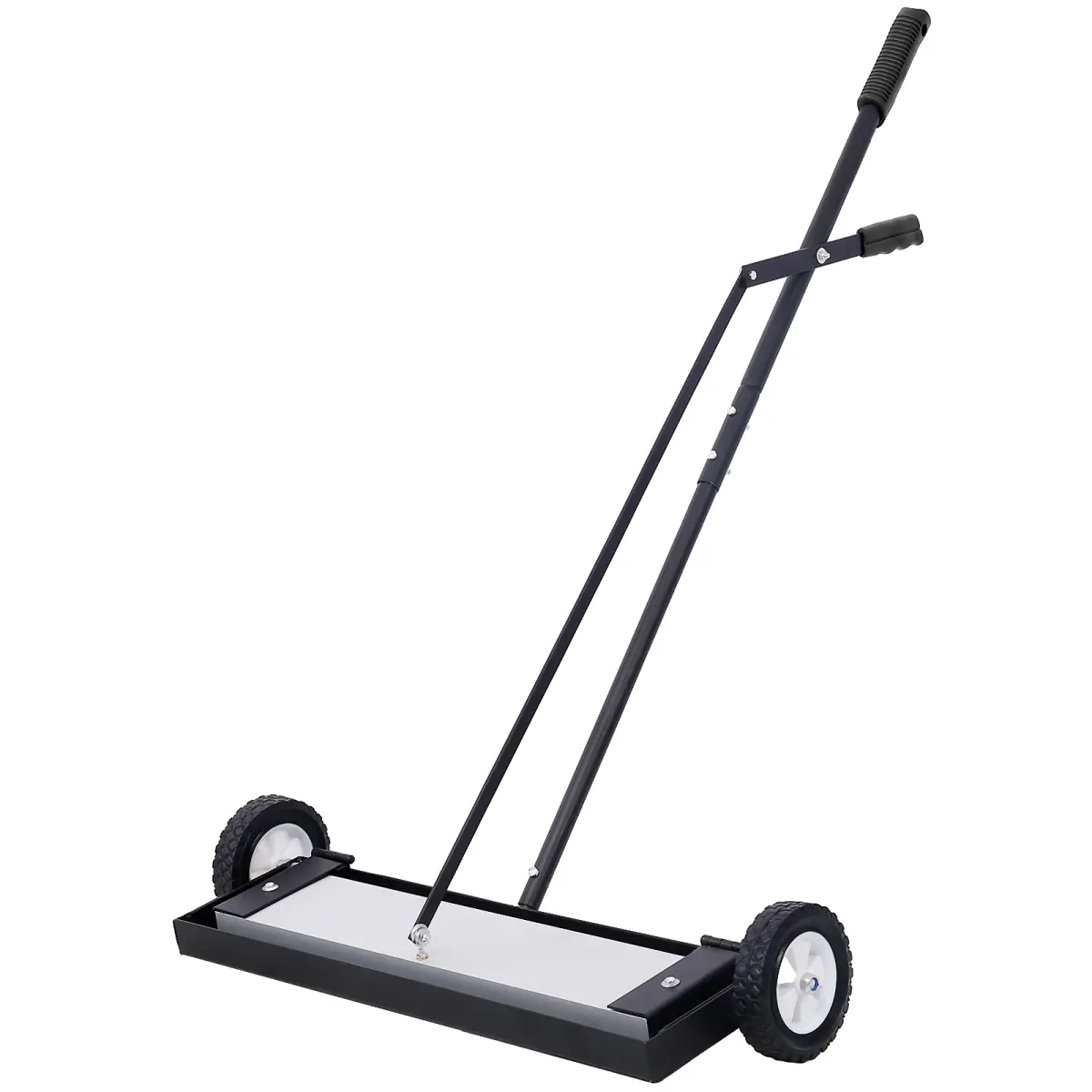 24 Inch Rolling Magnetic Sweeper, Heavy Duty Push-Type Magnetic Pick-Up Tool with Quick Release, 100 LBS Holding Capacity, 48" Ergonomic Handle & 6" All-Terrain Wheels, Magnetic Nail Screw Collector for Warehouse Lawn Workshop