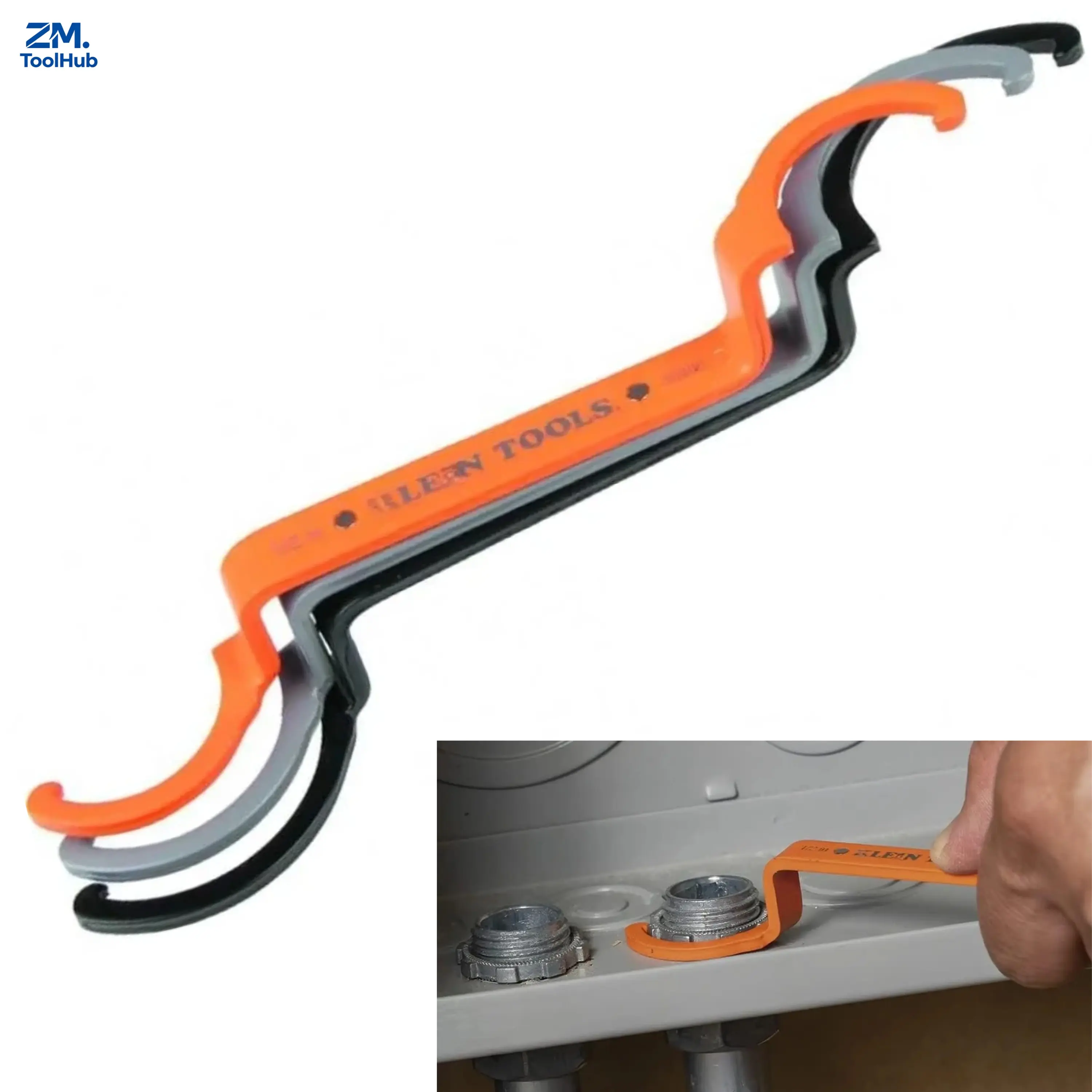 3-Piece 50900R Offset Bends Conduit Lockout Wrench Set, 1/2, 3/4 and 1-Inch, Heavy Duty Hand Tool to Tighten and Loosen Locknuts in Tight Spaces for Electrical Work