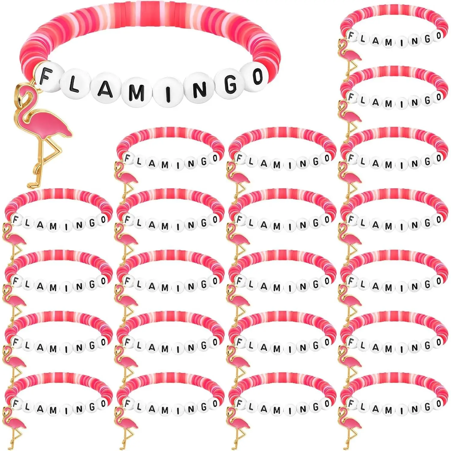 24 count  Gifts for Women  Beaded Bracelets Polymer Clay Stretch Bracelets Letter  Boho  Summer Party Favors for Family  Graduation