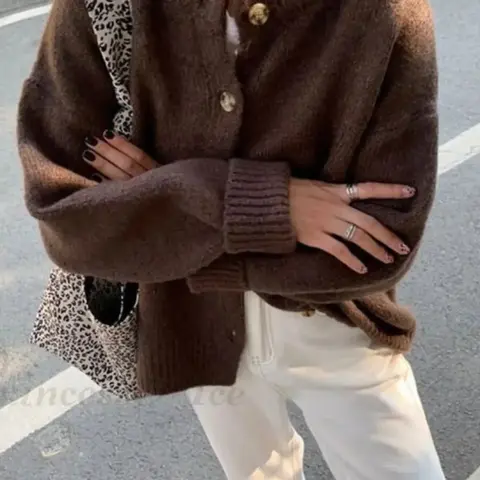 【Black Friday】Women's Vintage Casual Commuter Loose Knit Cardigan, Fall & Winter Street Style, Knitwear