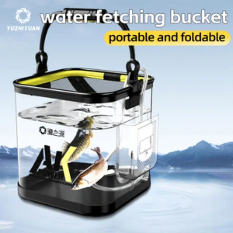 Transparent Thickened Fishing Bucket, Multi-Functional Foldable Portable Fish Transport Box, Ideal for Camping and Picnics