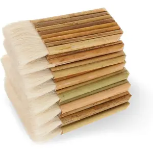 8 Pack Sheep Hair Hake Brushes with Bamboo Handle for Watercolor Art Painting, Pottery Ceramic Work, Wash & Dust Cleaning