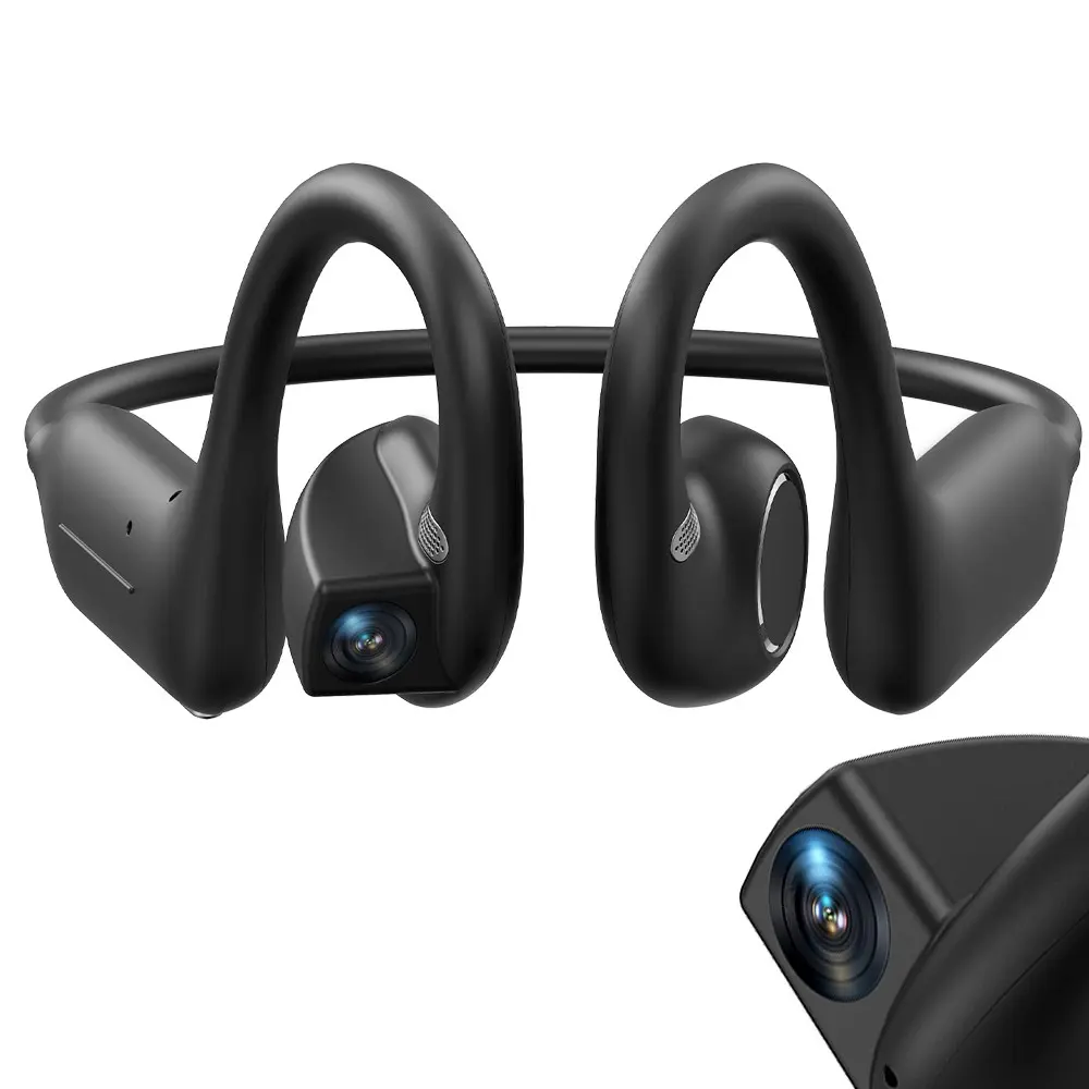 Bone Conduction Headphones with Camera,Hands-free Call,Open-Ear, Wireless Earphones with APP,10 Hours Music Time ,Hands-free POV Camera, 8GB Memory,Photo&Video Shooting, Audio Recording, AI Real Time Translation