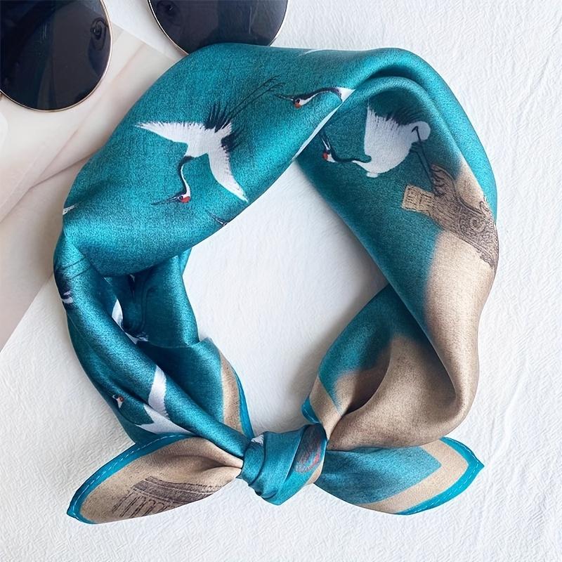 Ring  necklace  watch  scarf 100% Mulberry Silk Small Square Handkerchiefs and Genuine Silk Scarves from Hangzhou, Cultural Creative Gifts Featuring a Song Huizong Style Design of Auspicious Cranes