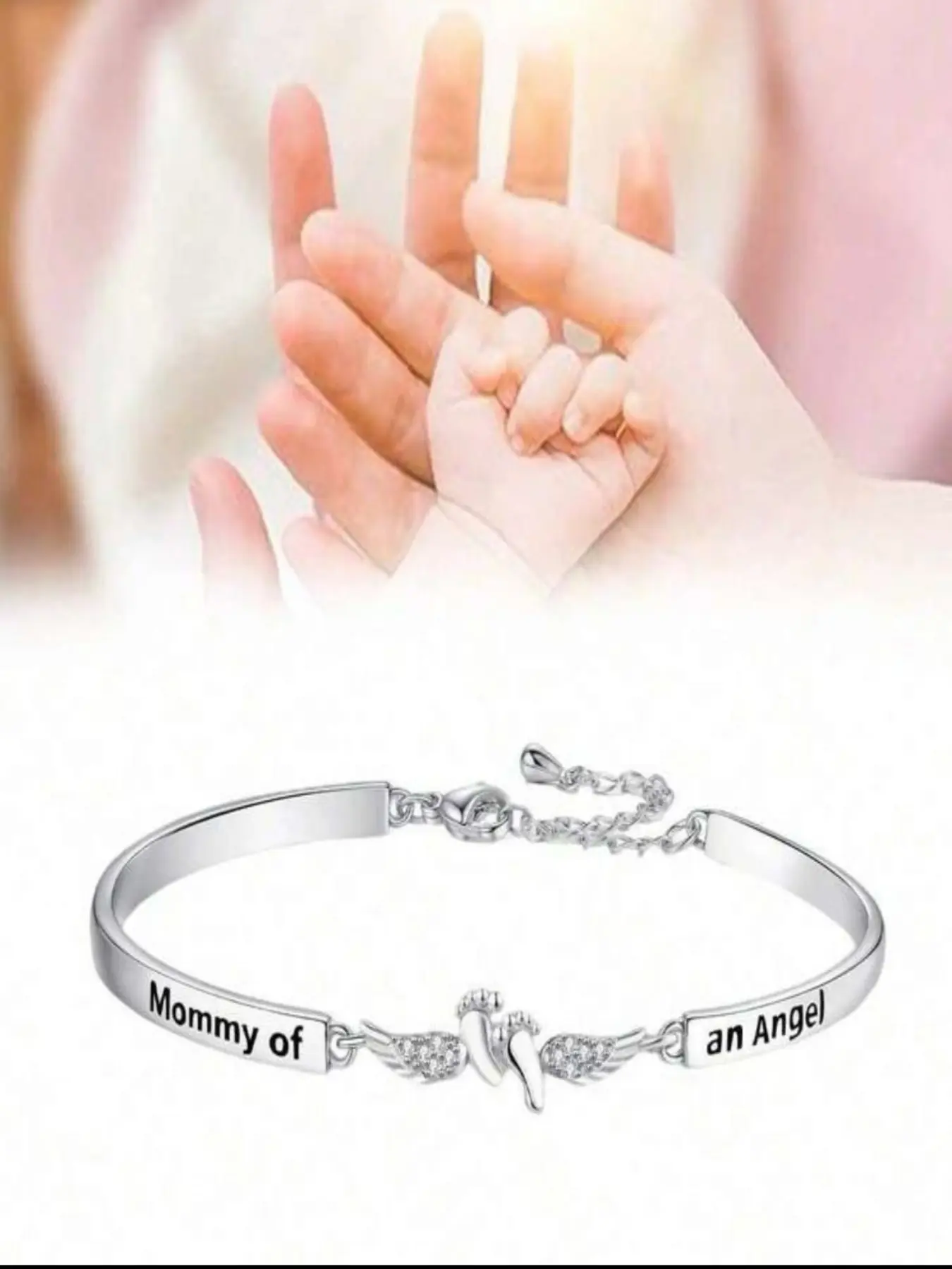 In Loving Memory Angel Cuff Bracelet, Letter & Wing Charm Jewelry, Stylish Comfortable Everyday Wear for Women, Memorial Remembrance Gift