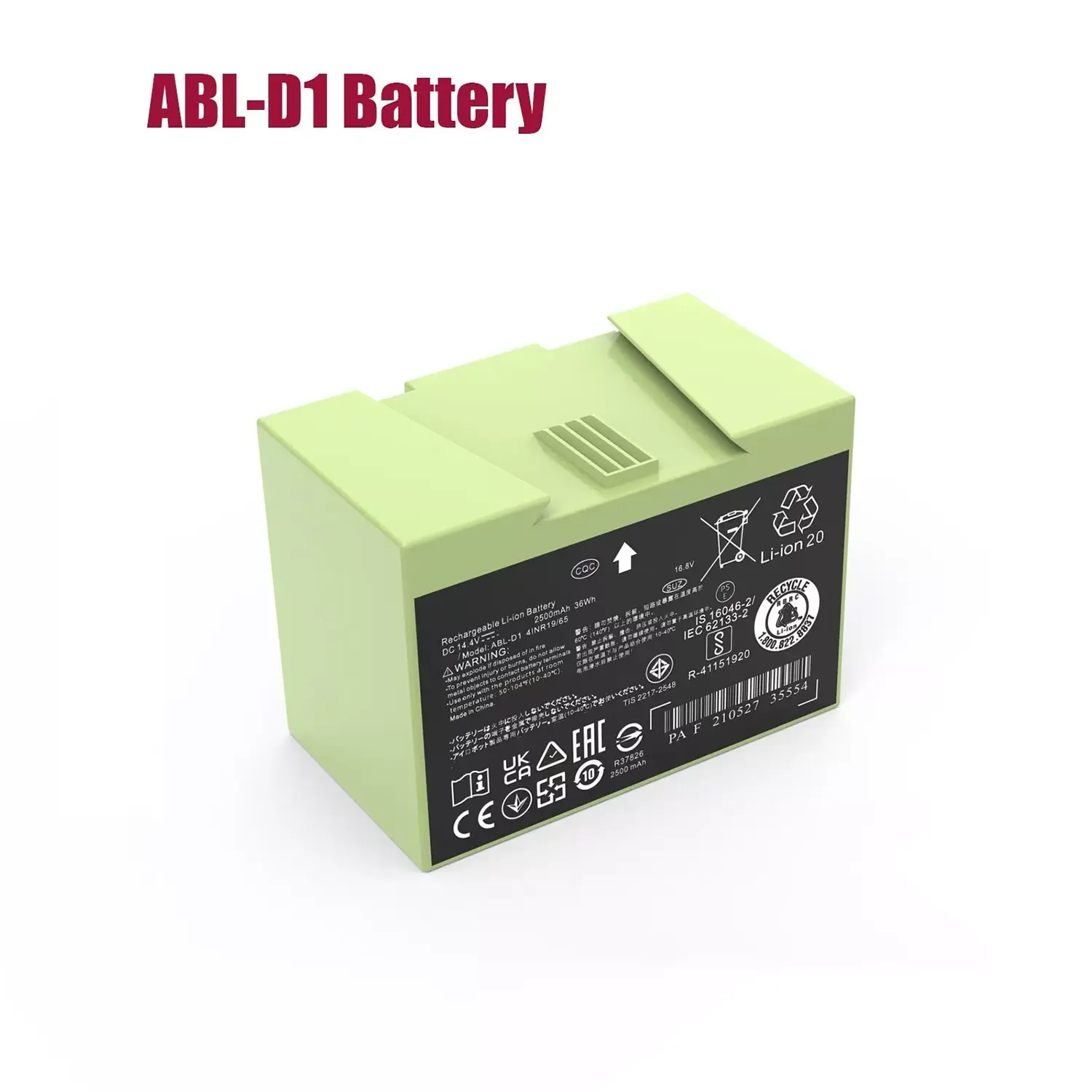 MYIYAE 1Pack 2.5Ah For iRobot Roomba e & i Series ABL-D1 Battery Replacement, Compatible with Roomba i8 i8+ i7 i7+ i4 i4+ i3 i3+ e5 e6 J7 J7+ J6+ J6 Plus J5 J5+ Series Li-ion Batteria Capacity 14.4V 37.96Wh