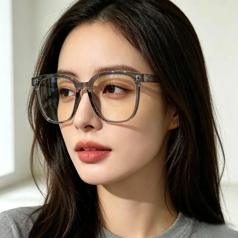 3PCS New Korean Japanese Style Rivet Eyeglasses Frame, Face-Slimming No-Makeup Flat Lens Glasses, Artistic Literary Unisex Fashion Eyewear for Daily Wear