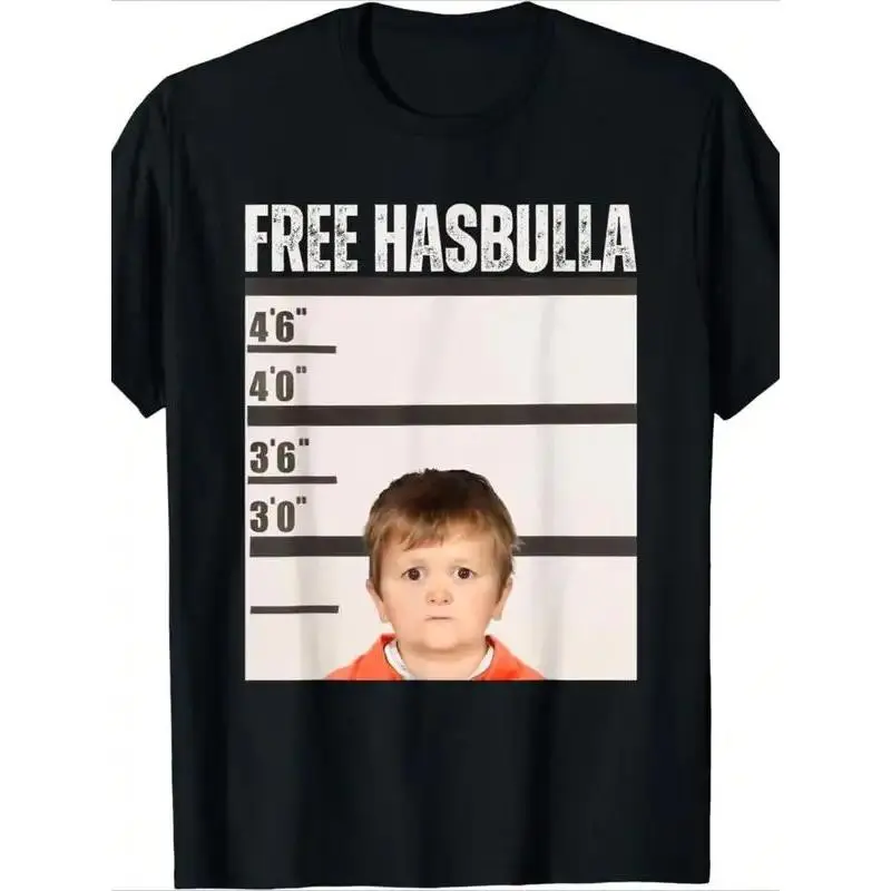 Men's Hasbulla Meme Funny Print Casual Classic Round Neck T-Shirt - 100% Cotton Heavyweight Menswear Top, Short-Sleeve, Relaxed Fit, Breathable Comfy Fabric