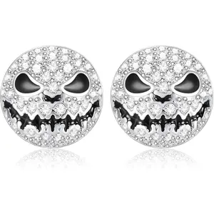 FUNRUN Solid 925 Sterling Silver Skull Stud Earrings Jewelry • Gothic Punk Black CZ Ear Studs for Men & Women • Edgy Grunge Hypoallergenic Piercing summerwins