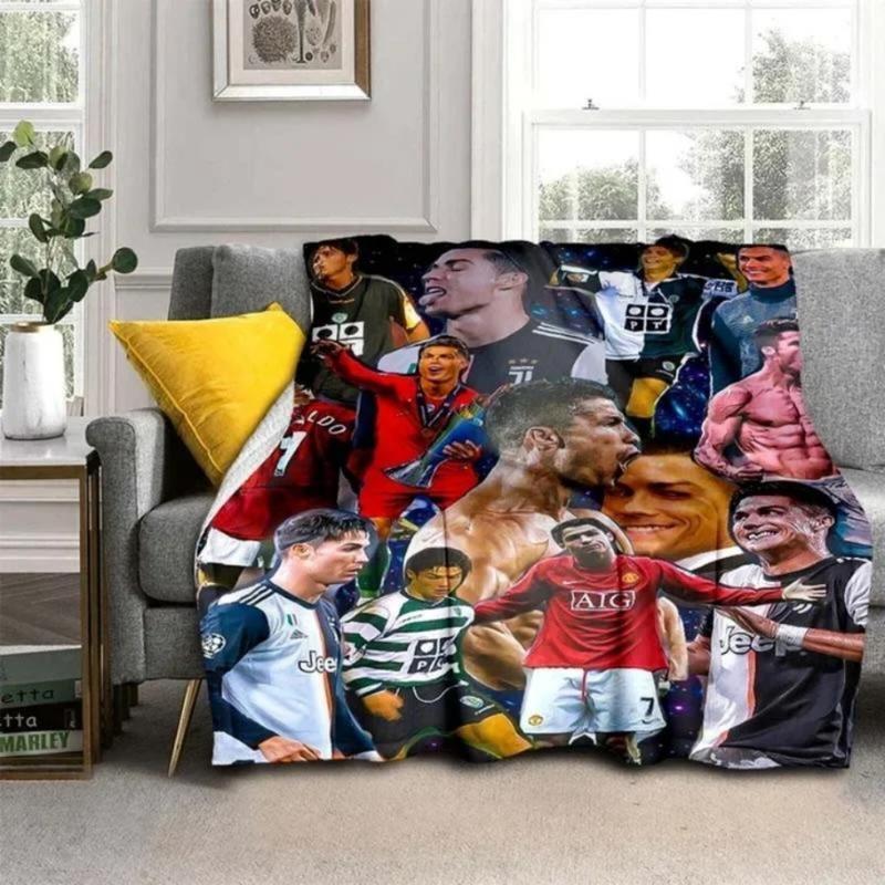 Cristiano R-Ronaldo CR7 Pattern Flannel Throw Blanket,Multi-purpose Holiday Gift Blanket Warm and Soft Blankets All Seasons