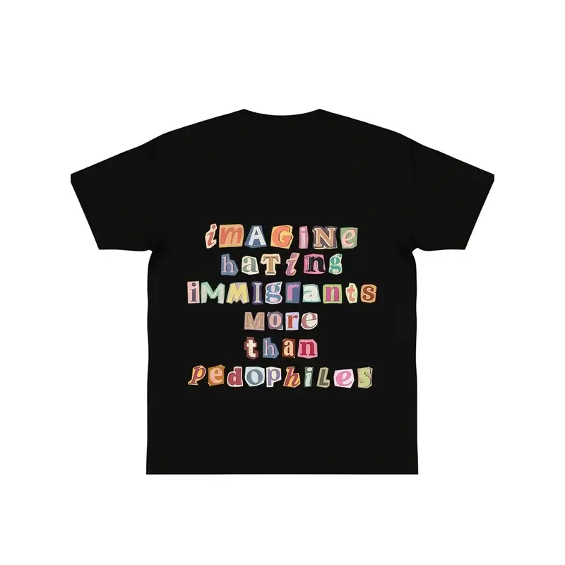Immigrant Rights Quote Graphic Tee for Men Women Black Cotton T-shirt Summer Casual Statement Top Womenswear Streetwear