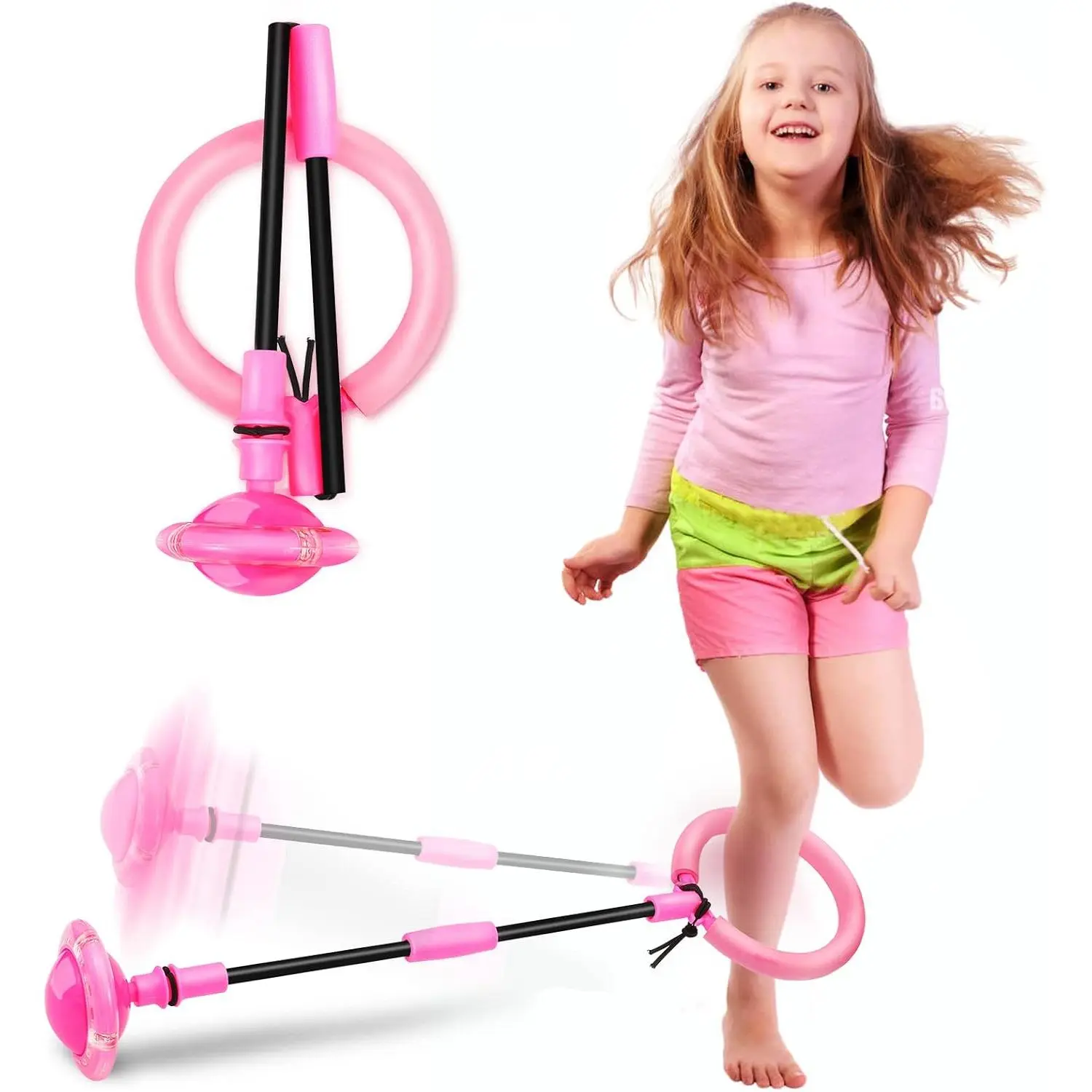 Skip Ball, Portable Foldable Colorful Flash Wheel Swing Ball, Kids Toys for Girls & Boys, Sports Fitness Toys for Kids & Adults.Gifts for Mom Women & Girls Toys Age 5-10 Years