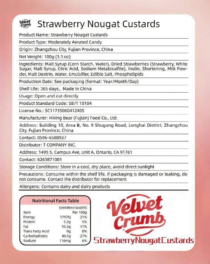 Strawberry Nougat Candy, Soft Milk Nougat with Real Strawberry Flavor, Chewy Gourmet Candy Snack, Individually Wrapped Sweets, Perfect Gift & Snack (3.53oz, 3 Pack)