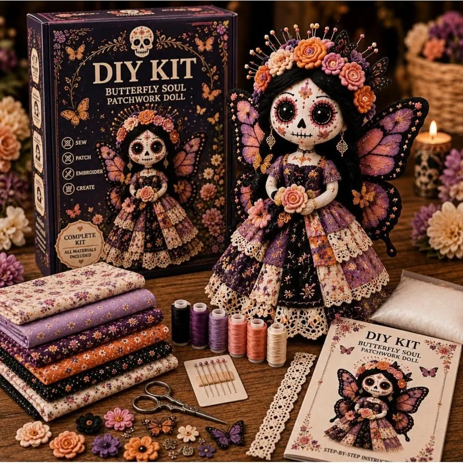 Halloween DIY Craft Kit, Patchwork Doll Making Set, Creative Halloween Decoration Supplies, Fun Crafting Materials for Kids & Adults, Complete Craft Set