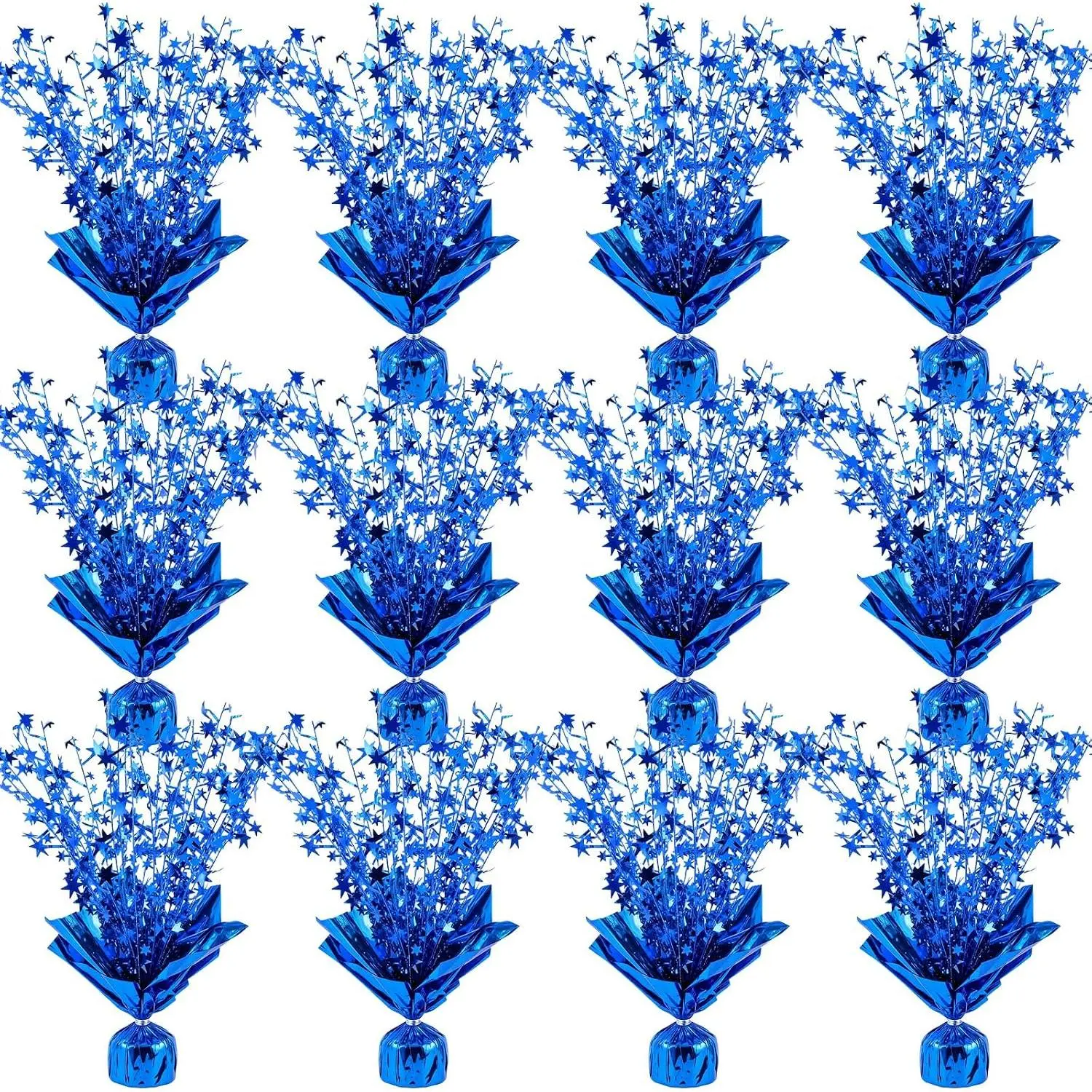 12 Pack Metallic Foil  Centerpiece  Table Decoration Burst Table Centerpieces for Birthday Weddings Anniversaries Christmas  Year Holiday Party Supplies Decor (Blue)