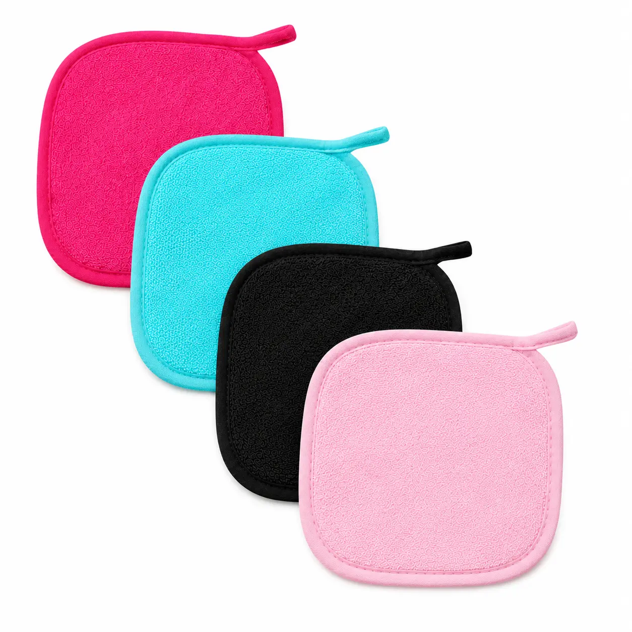 4-Pack Reusable Microfiber Face Cleansing Pads, 6.3x6.3 in Dual-Sided Daily Makeup Removal Washcloths with Hanging Loops, Soft Washable Skincare Cloths for Home & Travel