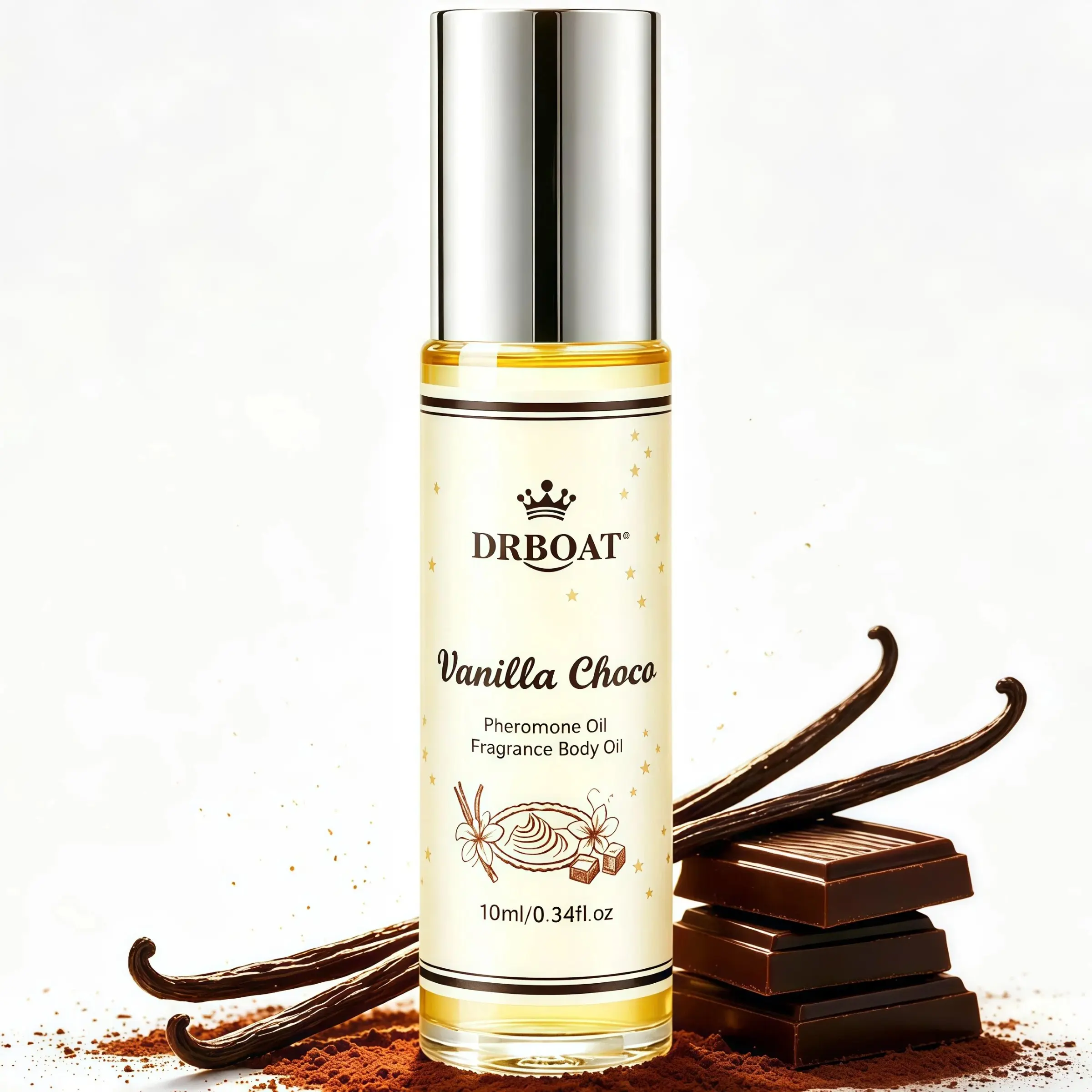 Vanilla Choco Pheromone Oil - Rich 10ml Roll-On Perfume Oil，vanilla Chocolate Decadent Eau De Toilette，unctuous Fragrance Body Oil, For Daily Use, Convenient for Travel.