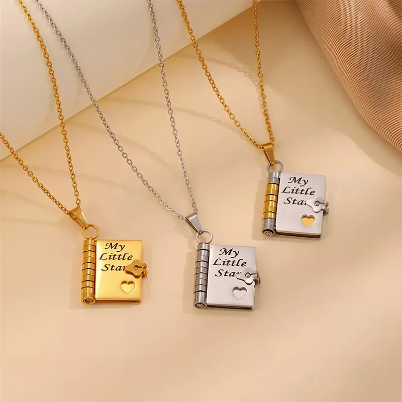 Titanium steel necklace, Book Necklace for grandson/Granddaughter/Daughter/Son.Meaningful Jewelry of Love – Perfect Christmas Gift for Her/Heartfelt Black Friday Surprise Custom Made Pendant